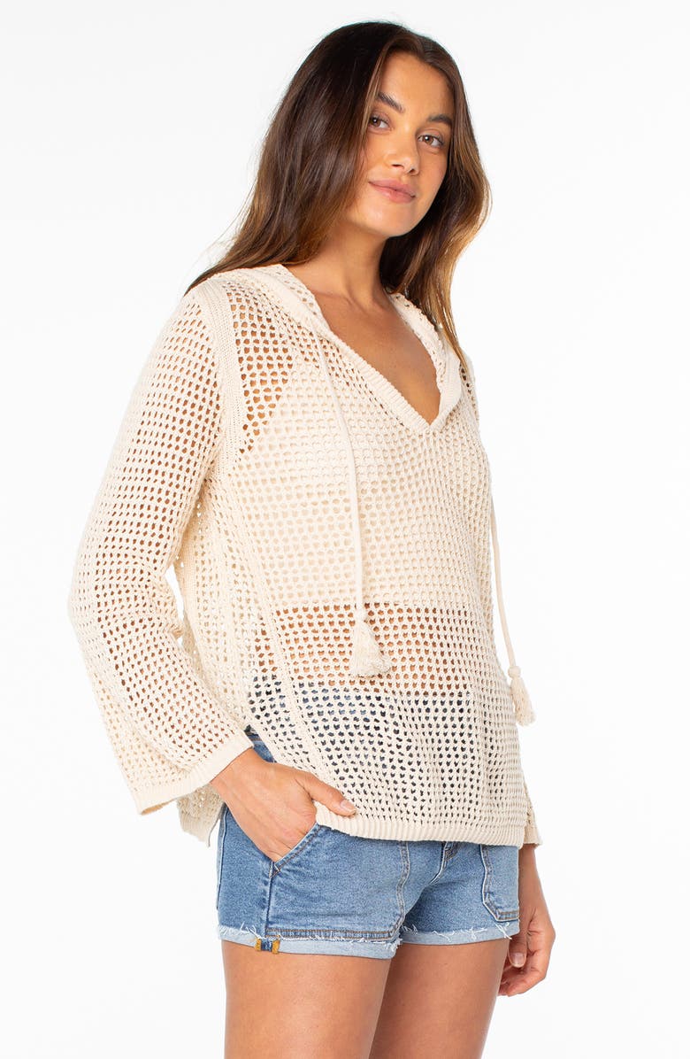 Roxy Summer Nights Open Stitch Hooded Tunic, Alternate, color, Parchment