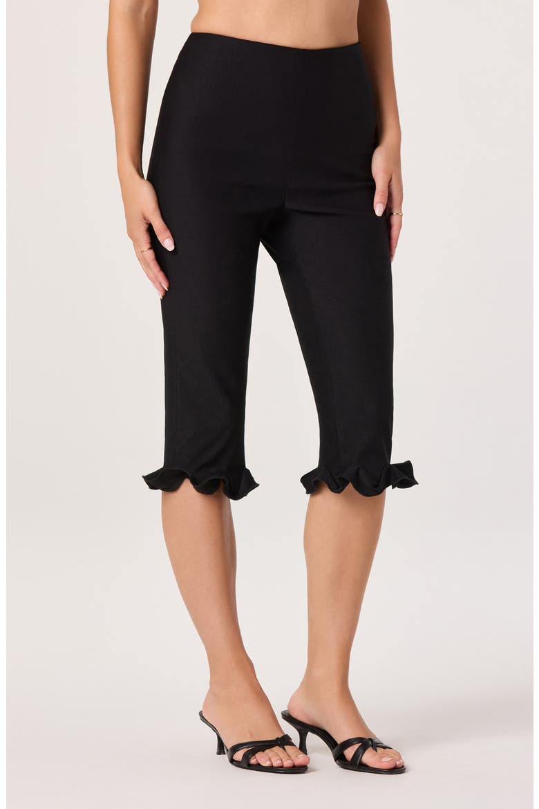 Amalie Ruffle Capris, Alternate, color, BLACK