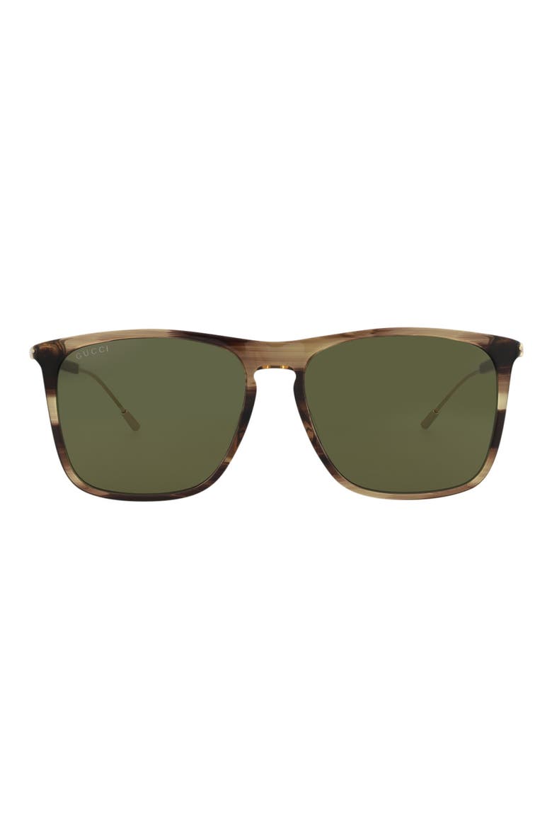 Novelty 58mm Rectangular Sunglasses, Main, color, HAVANA GOLD GREEN