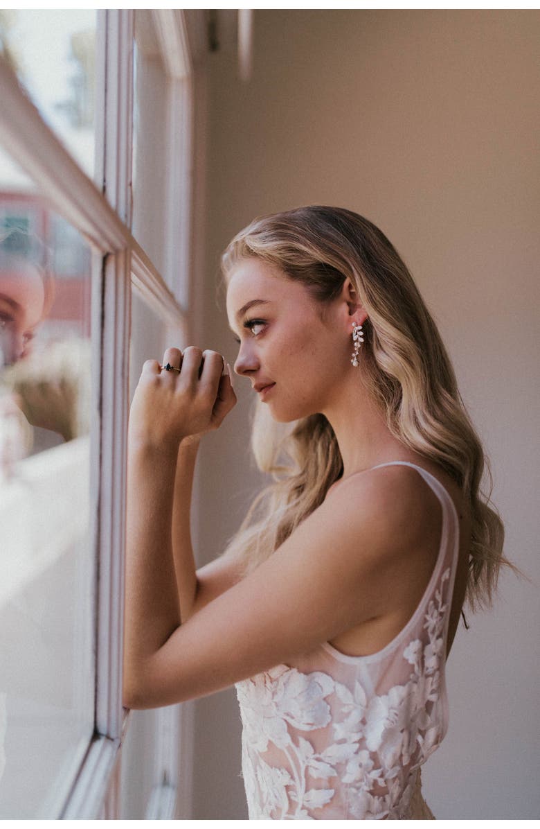 Untamed Petals Danica Pearl and Crystal Drop Earrings, Alternate, color, 