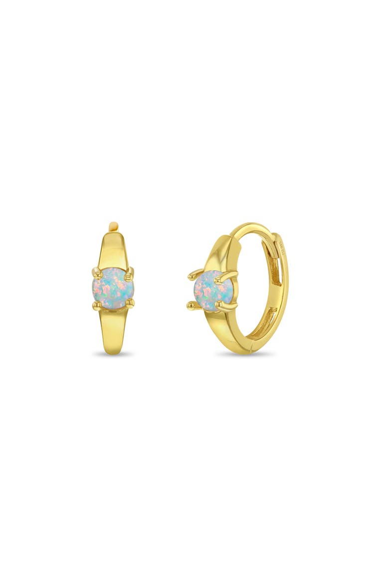 14k Gold Single Opal Hoops, Main, color, Opal