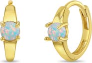 In Season Jewelry 14k Gold Single Opal Hoops