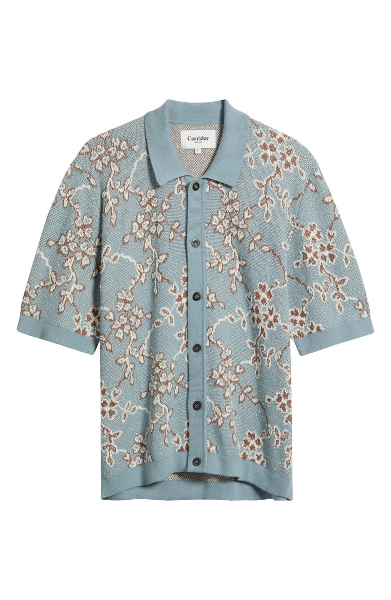 Corridor Trellis Cotton Jacquard Sweater, Main, color, Light Blue