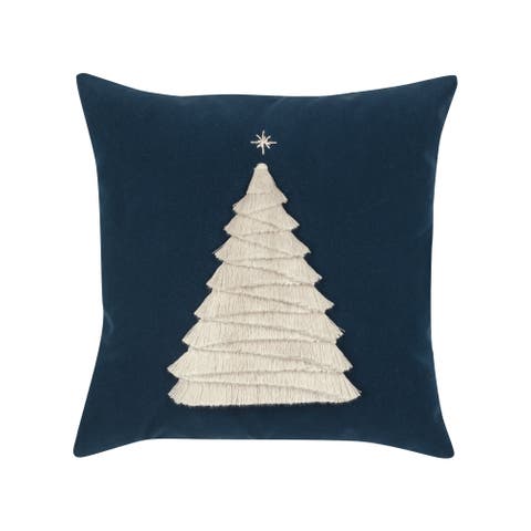 Fraser Fir Handmade Applique Woven Accent Holiday Pillow