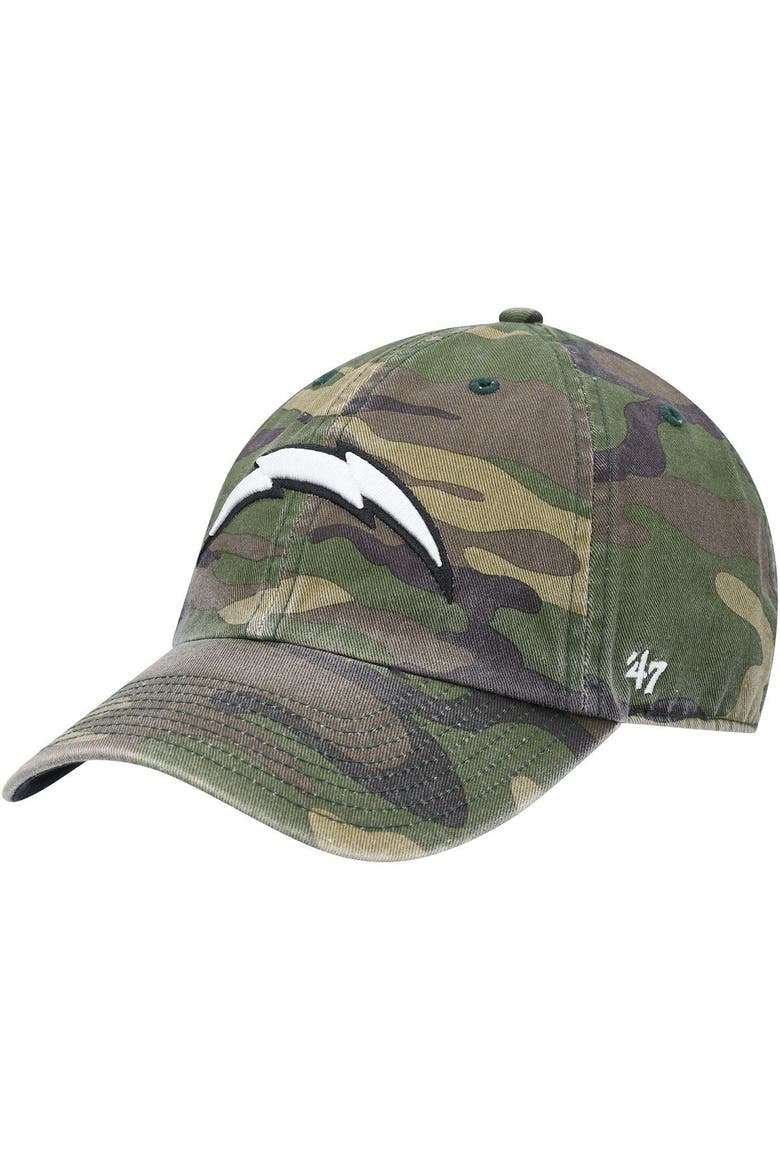 Men's '47 Camo Los Angeles Chargers Woodland Clean Up Adjustable Hat, Main, color, Camo
