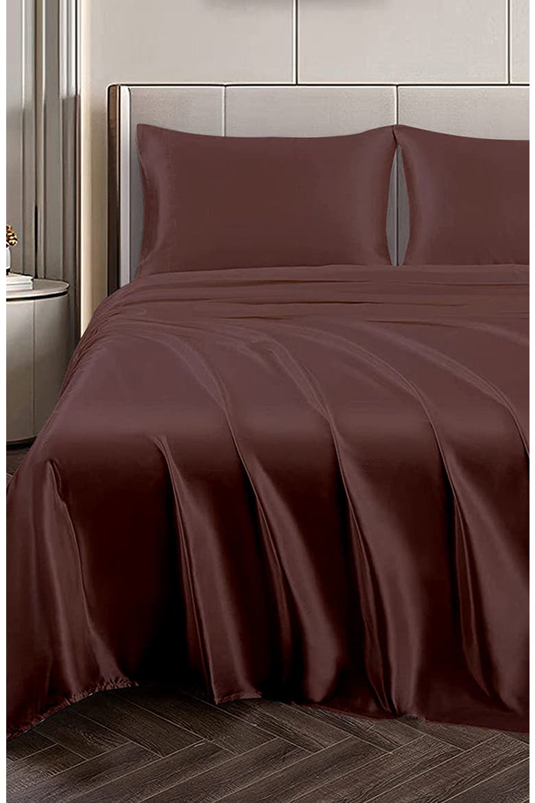 Satin Sheet Set, Alternate, color, CHOCOLATE