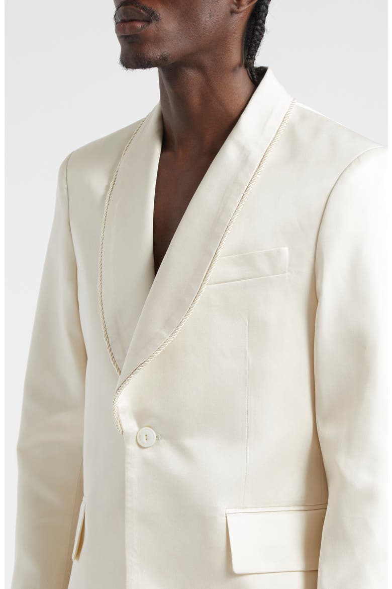 Shawl Collar Silk Twill Tuxedo Jacket, Alternate, color, ECRU