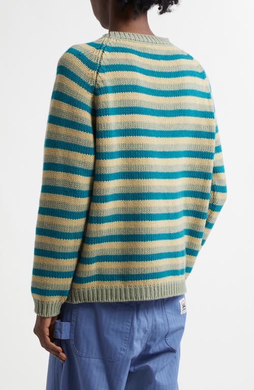 Shop Bode Mossy Glen Wool Crewneck Sweater In Green Multi