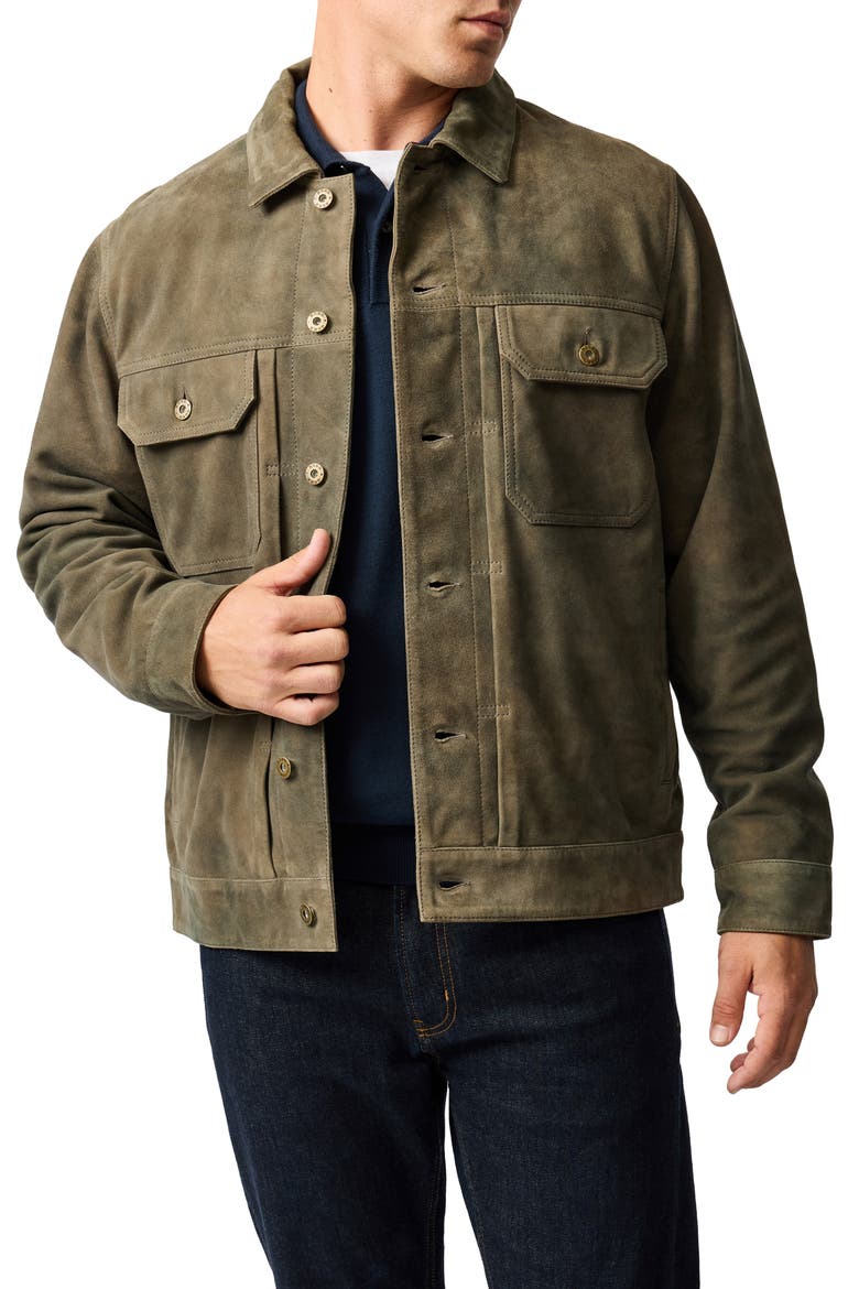 Little River Suede Trucker Jacket, Main, color, MOUSE