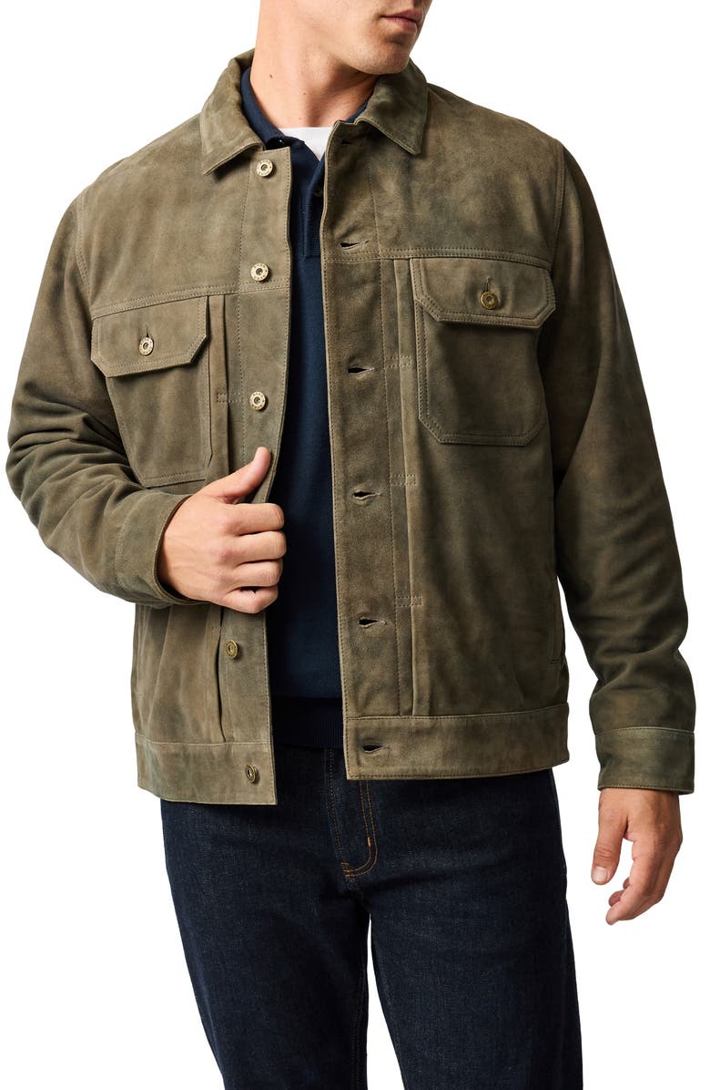 Rodd & Gunn Little River Suede Trucker Jacket, Main, color, Mouse