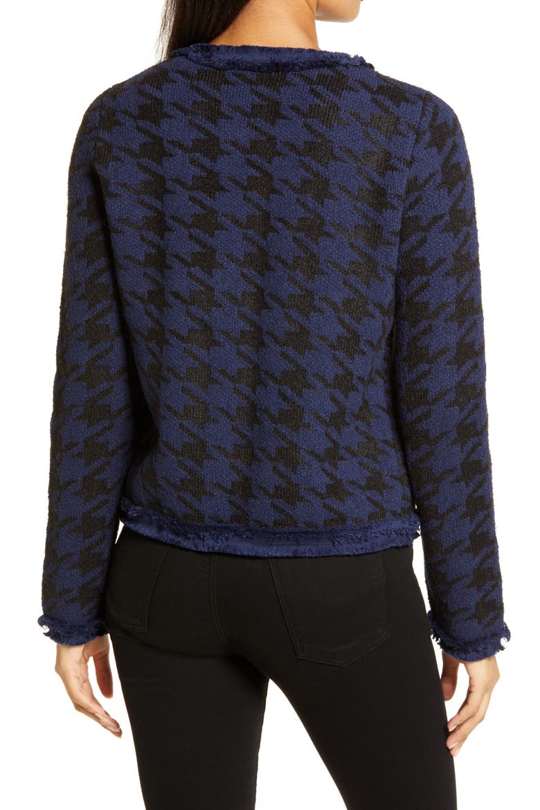 Marl Houndstooth Knit Jacket, Alternate, color, NAVY- BLACK HELENA CHECK