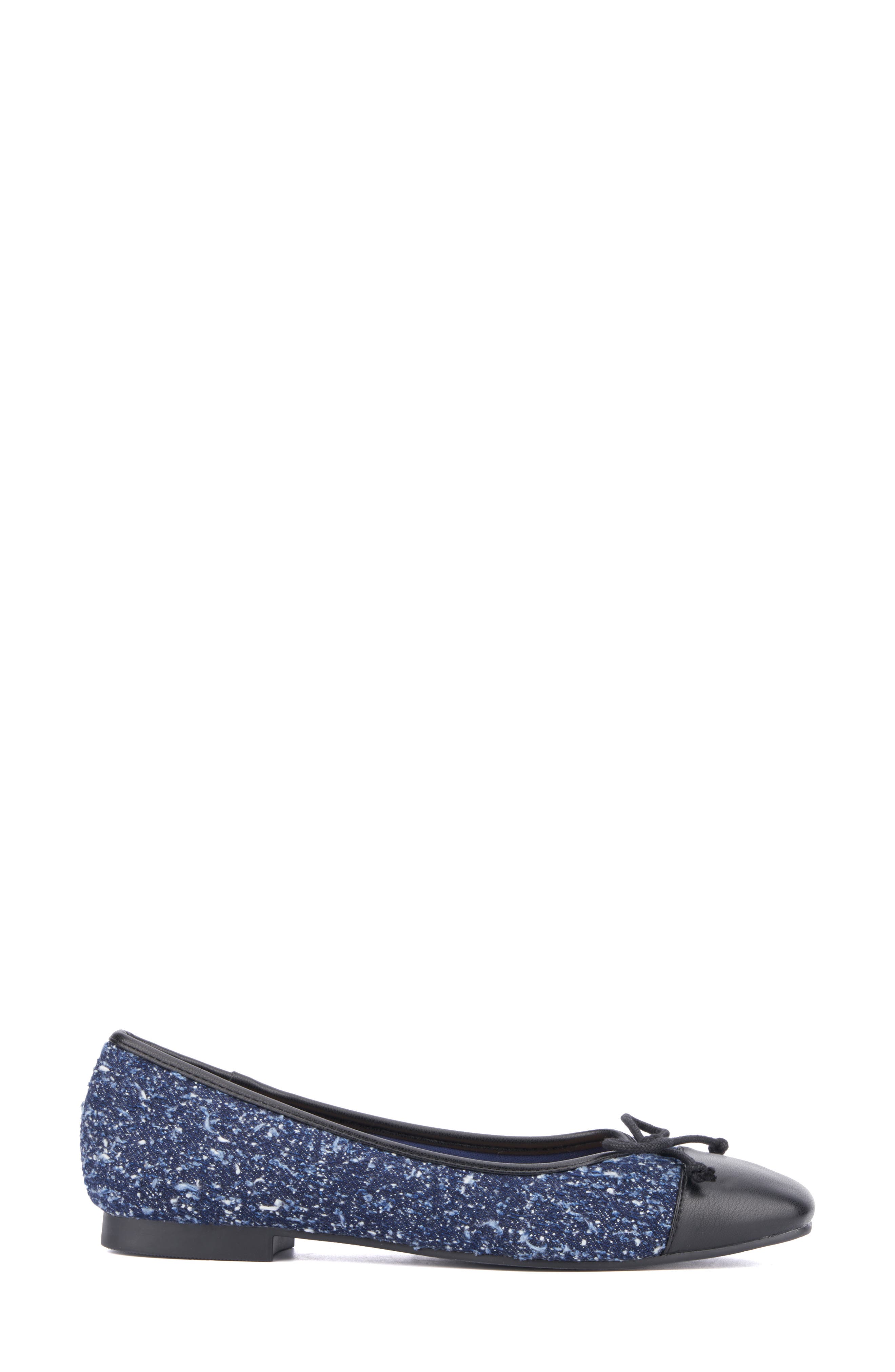 NEW YORK AND COMPANY Patricia Cap Toe Flat, Alternate, color, Navy Boucle