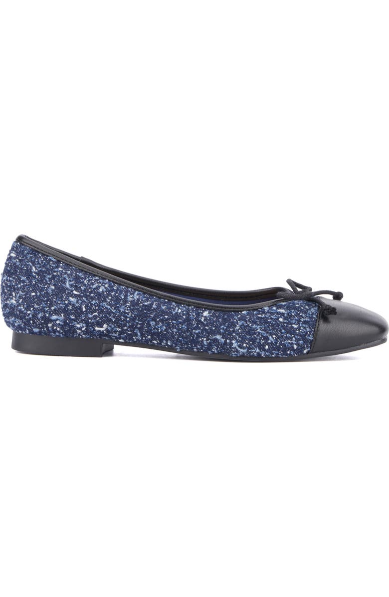 NEW YORK AND COMPANY Patricia Cap Toe Flat, Alternate, color, Navy Boucle