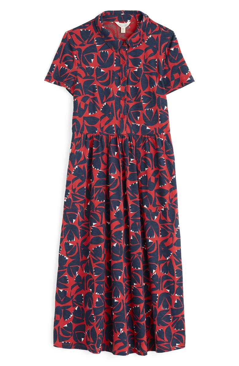 Seasalt Cornwall Mainland Floral Organic Cotton Jersey Midi Shirtdress, Alternate, color, Floral Cutout Dark Cinnamon