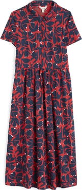 Seasalt Cornwall Mainland Floral Organic Cotton Jersey Midi Shirtdress