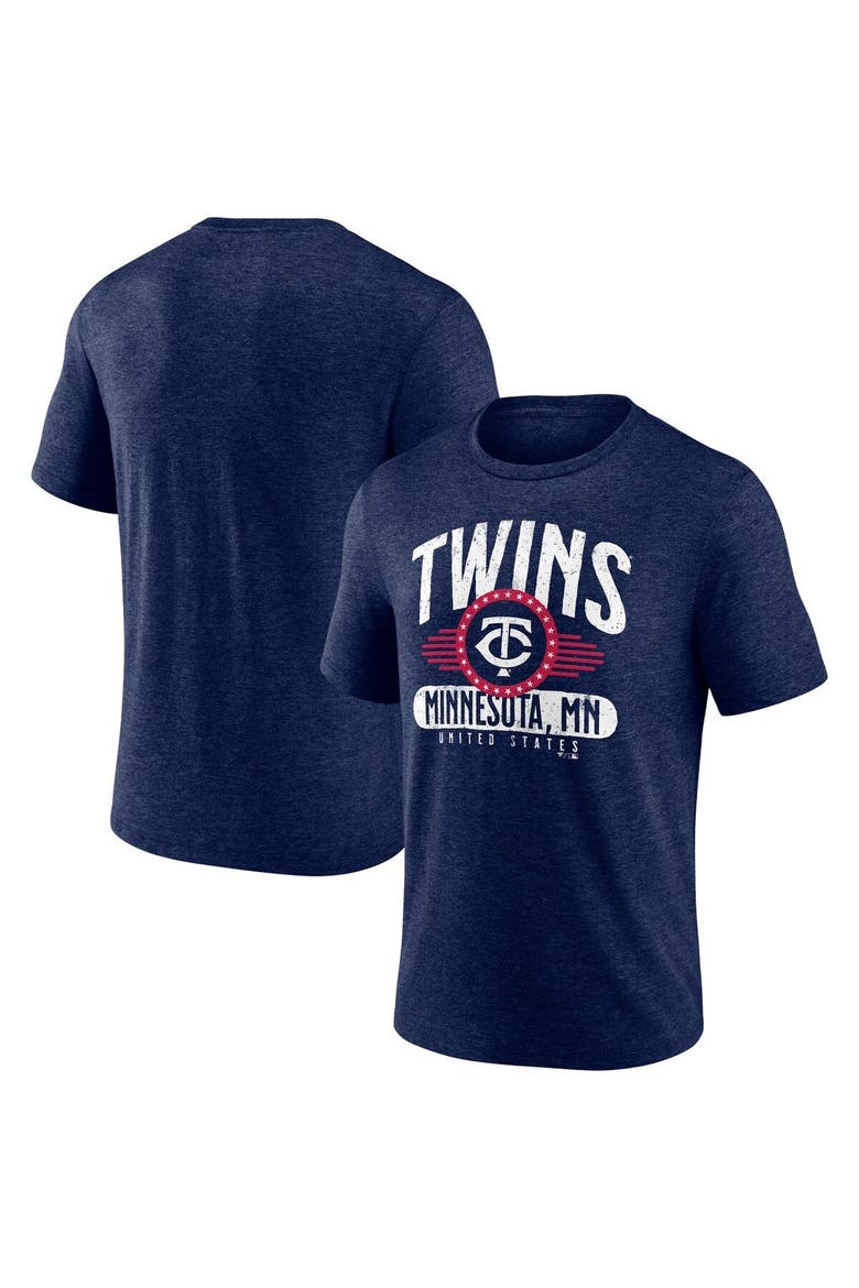 Men's Fanatics Branded Heathered Navy Minnesota Twins Badge of Honor Tri-Blend T-Shirt, Main, color, Heather Navy