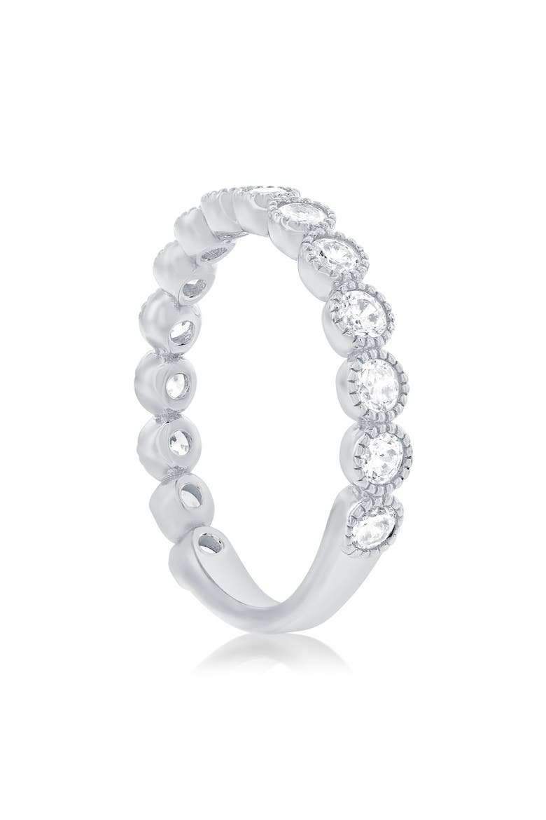 Round Cubic Zirconia Beaded Ring, Alternate, color, SILVER