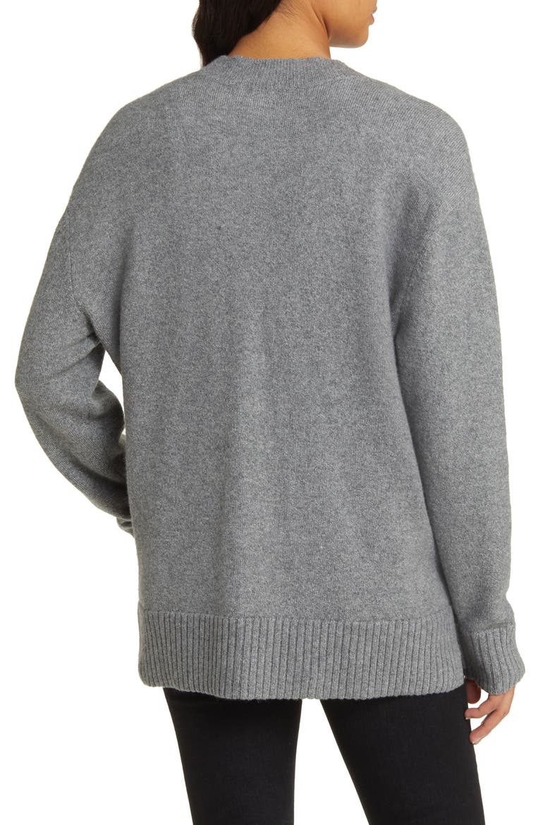 V-Neck Cocoon Cardigan, Alternate, color, GREY DARK HEATHER