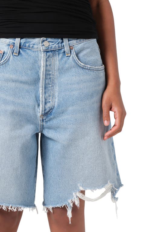 Agolde Indra Denim Knee Shorts In Force