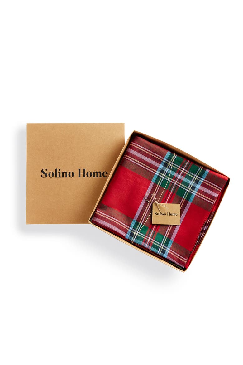 Linen Round Tablecloth - Madras Holiday Plaid, Alternate, color, Red