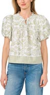 CeCe Tie Front Short Puff Sleeve Top