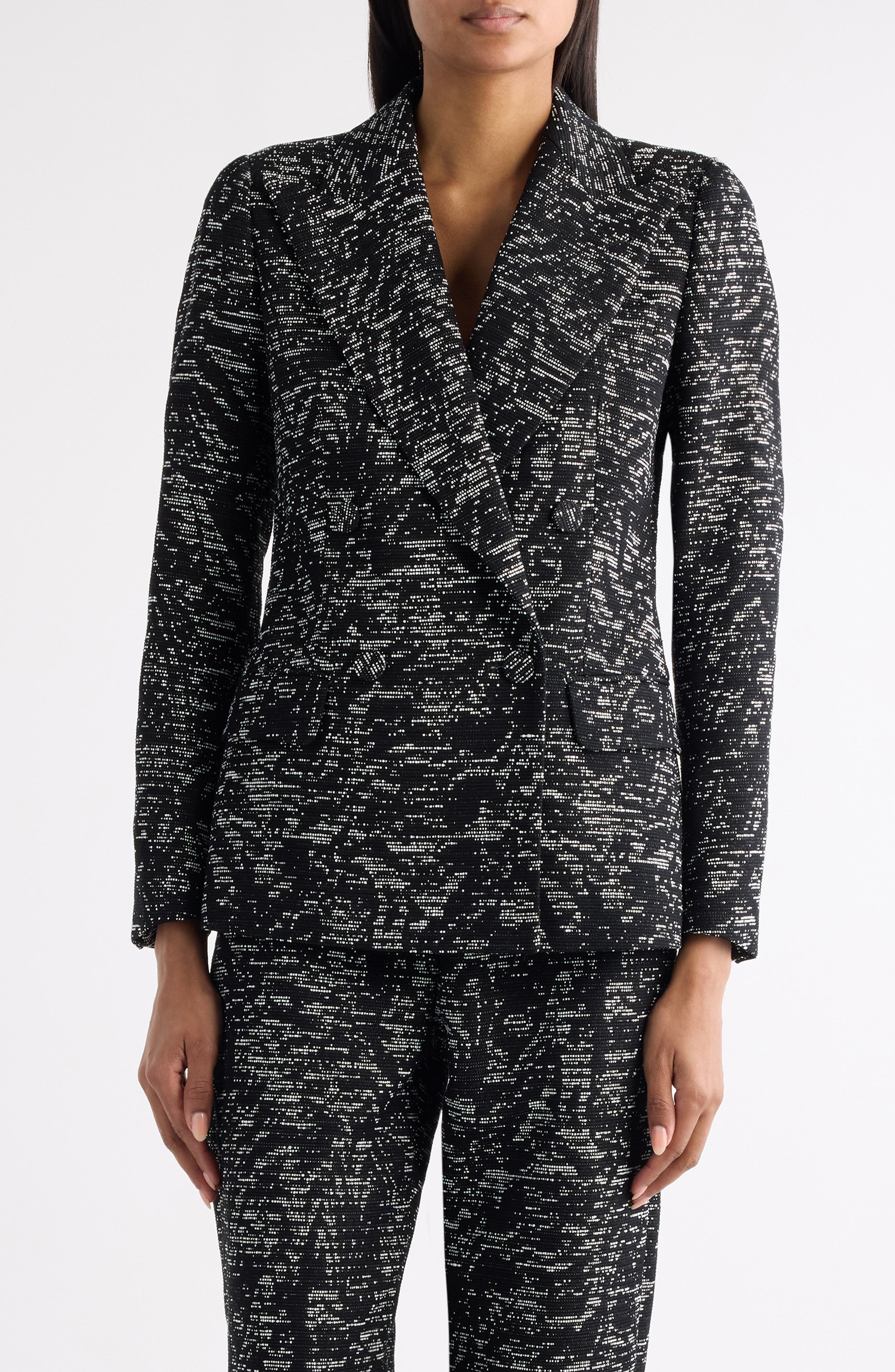 Beaura Abstract Swirl Jacquard Double Breasted Blazer