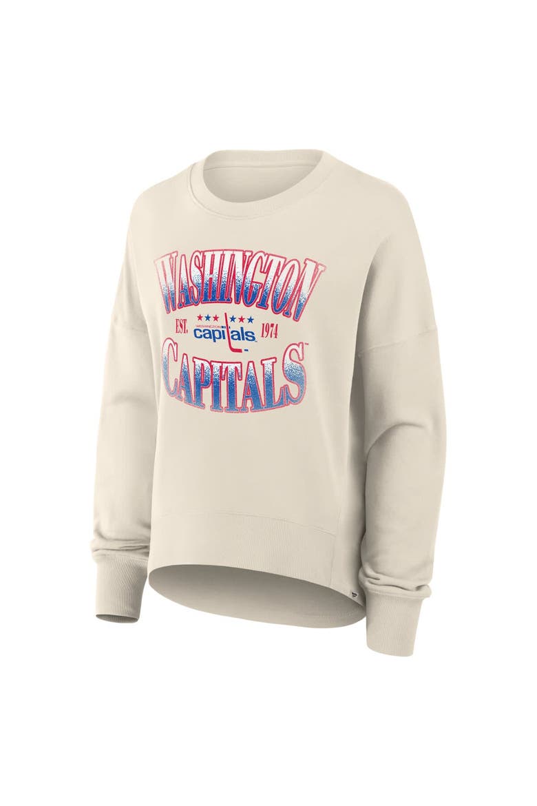 Women's Fanatics Cream Washington Capitals Oversized Vintage Slice Pullover Sweatshirt, Alternate, color, Cream