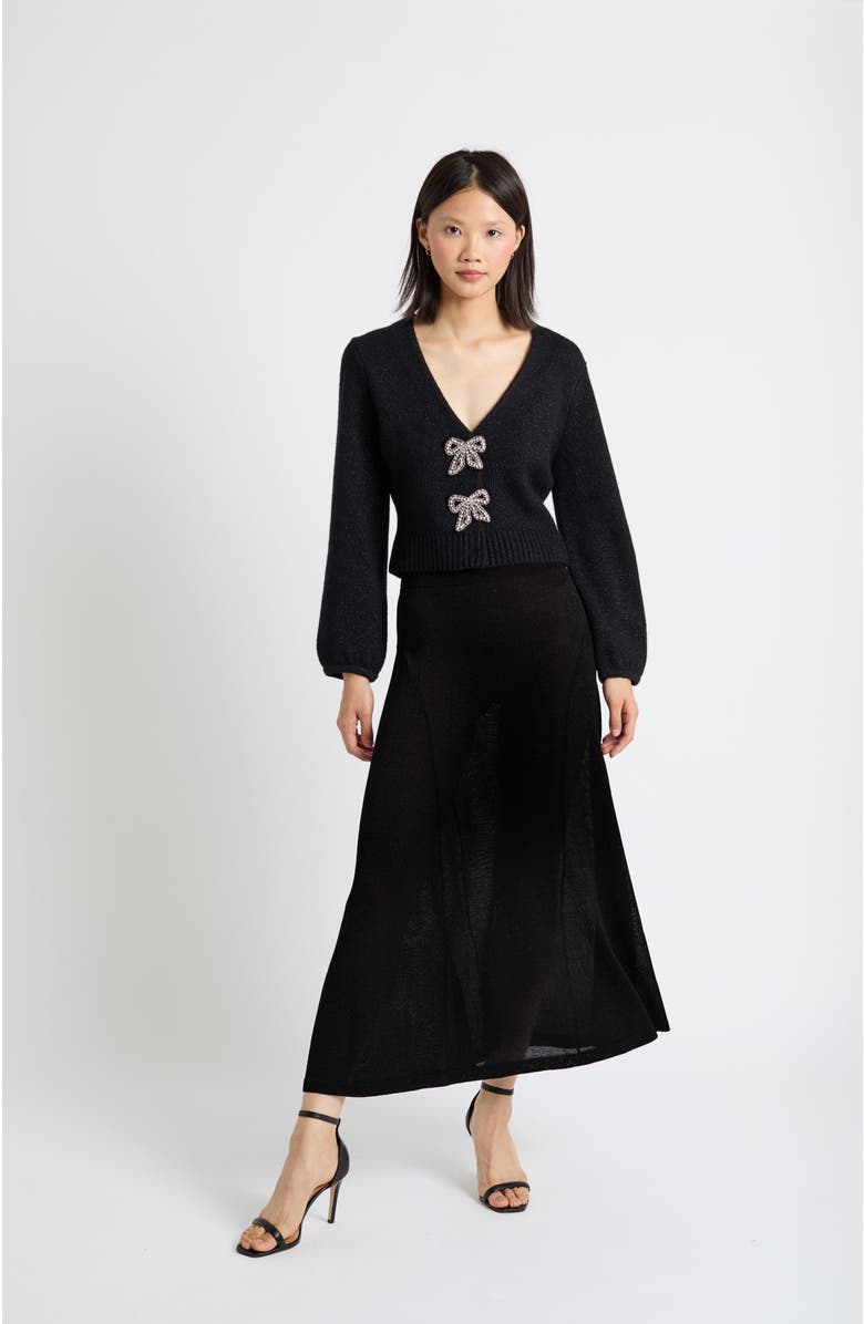 Chinti & Parker Embelished Bow Cardigan, Alternate, color, Black