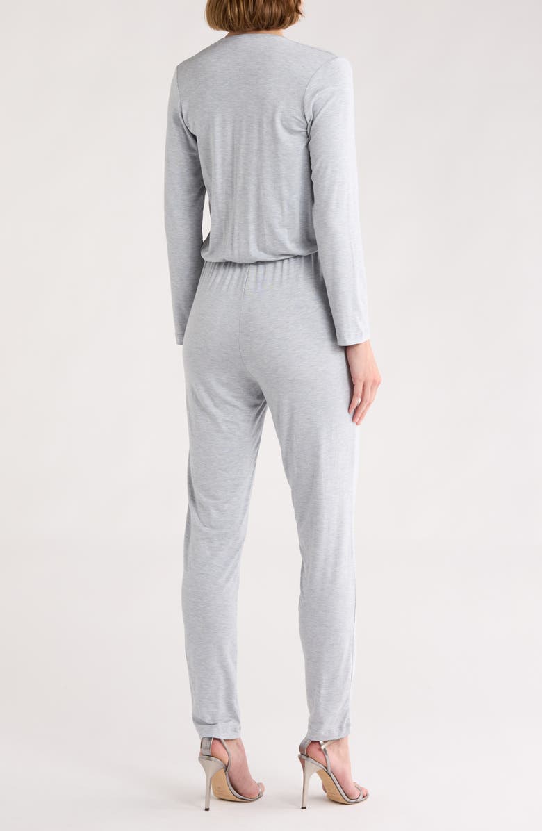 GO COUTURE Long Sleeve Tie Waist Jumpsuit, Alternate, color, Heather Grey