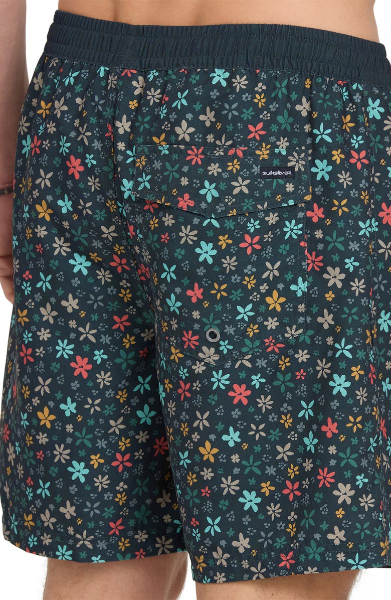 Quiksilver Everyday Ditsy Floral Volley Swim Trunks, Alternate, color, Black