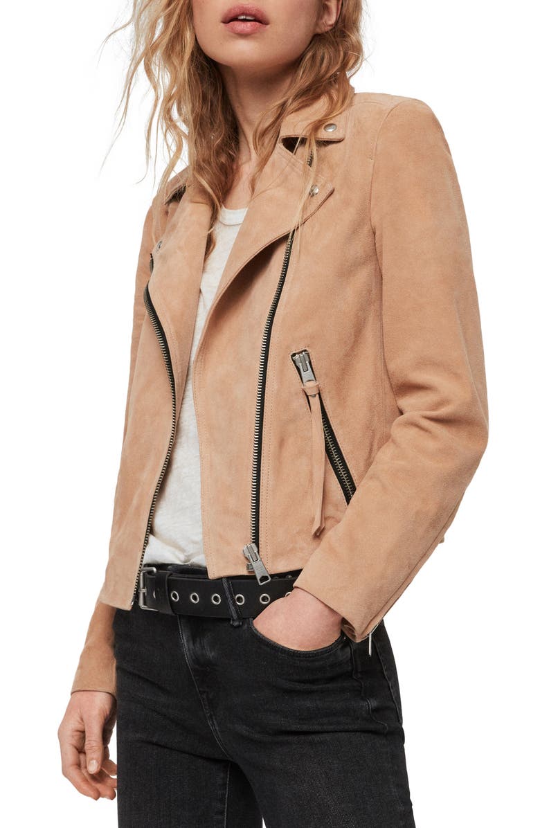 AllSaints Dalby Suede Biker Jacket, Alternate, color,