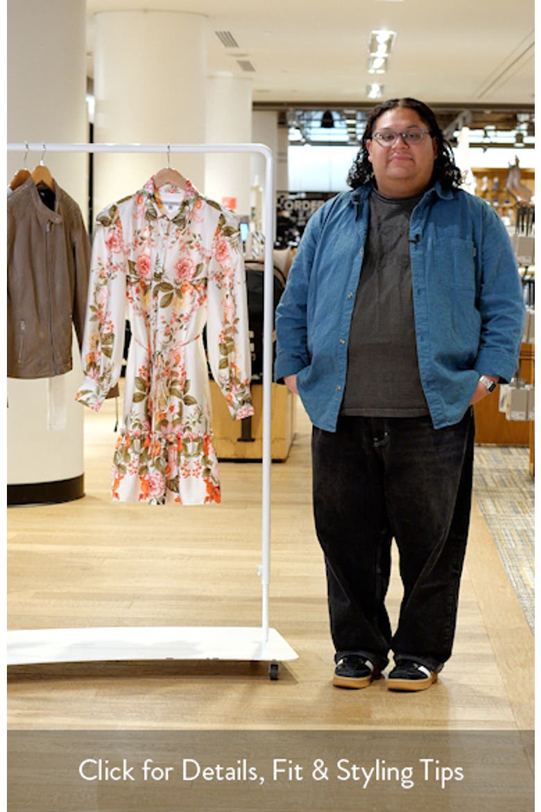 Floral Long Sleeve Tie Belt Shirtdress video
