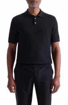 Bugatchi Basket Stitch Cotton Blend Polo Sweater