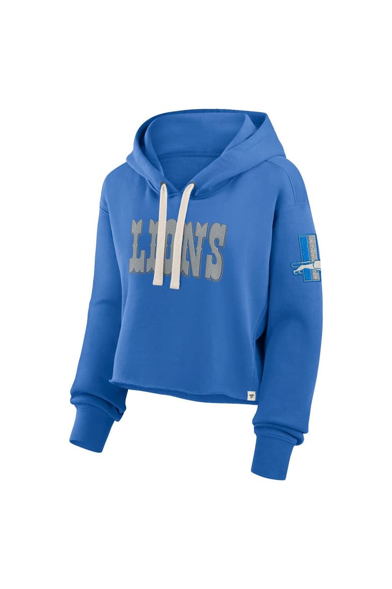 Women's Fanatics Blue Detroit Lions Oversized Hometown Heritage Cropped Hoodie, Alternate, color, Blue
