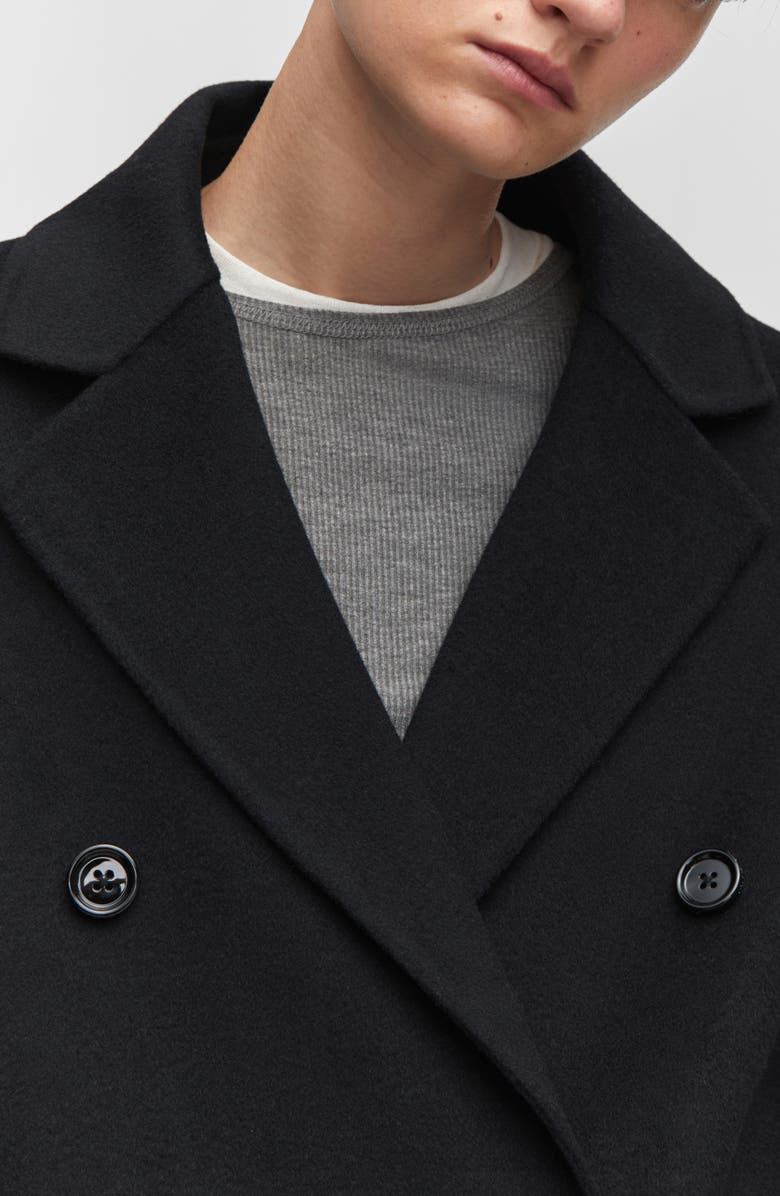 MANGO Oversize Double Breasted Coat, Alternate, color, Black