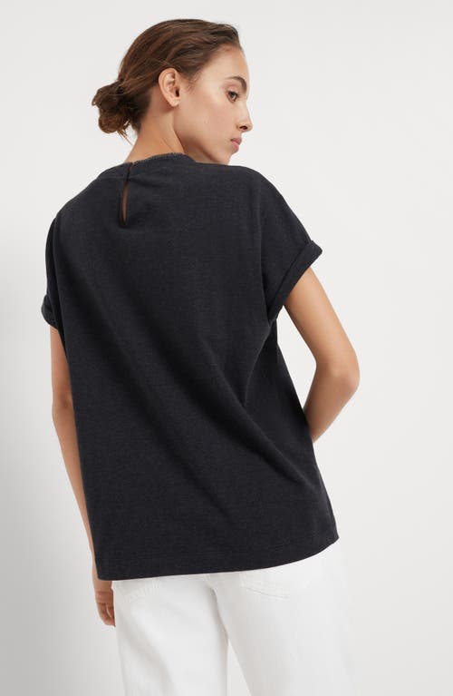 Brunello Cucinelli T-shirt With Precious Faux Layering In Anthracite