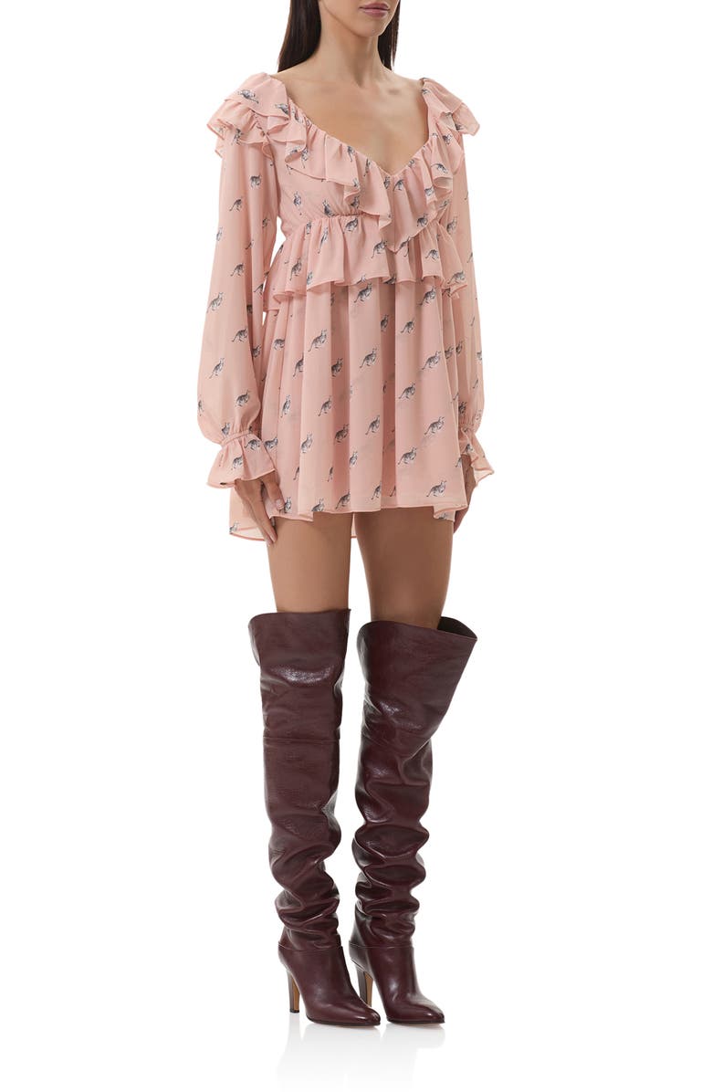 AFRM Arland Long Sleeve Minidress, Alternate, color, Kitten Dot