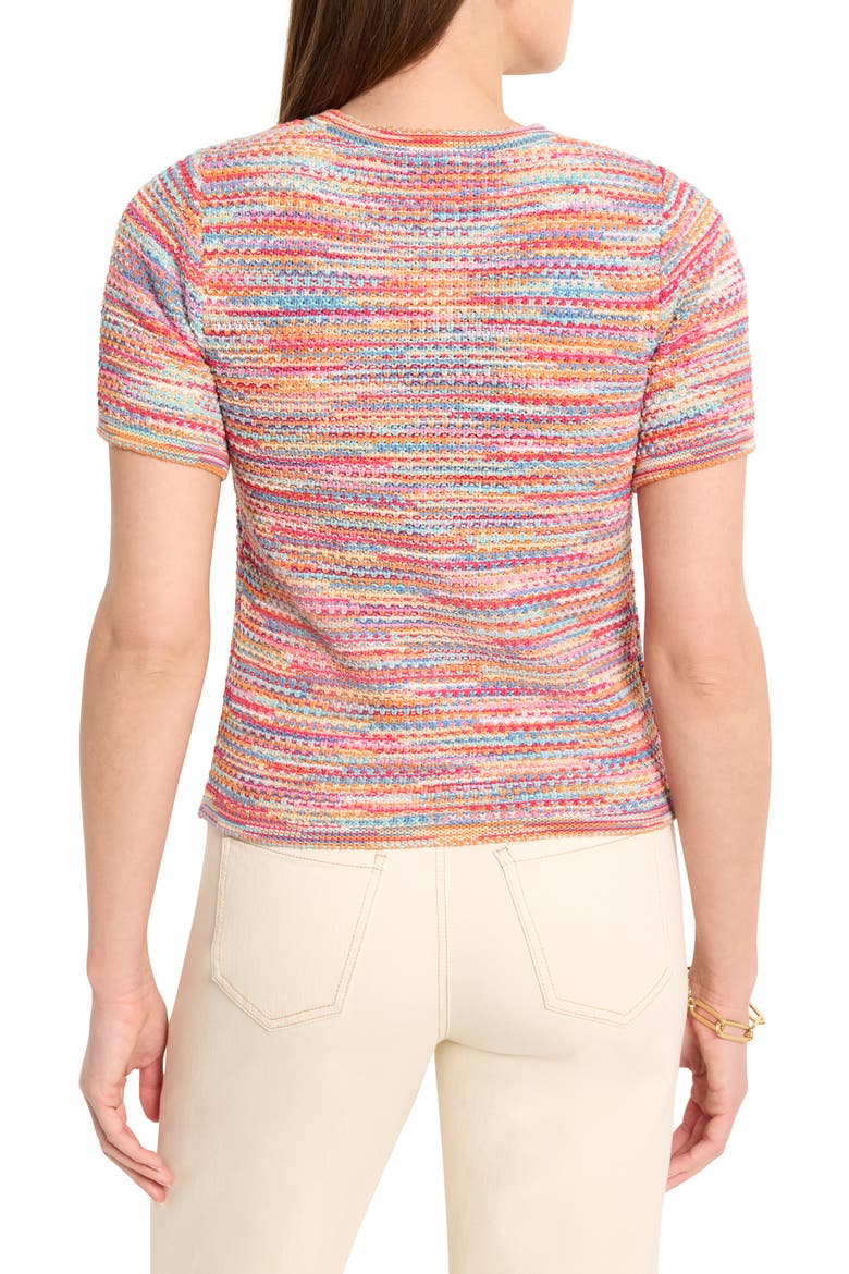 Space Dye Tuck Stitch Short Sleeve Cotton Sweater, Alternate, color, PINK MULTI