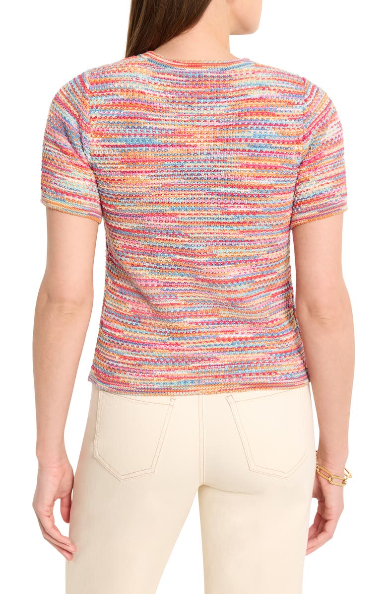 NIC+ZOE Space Dye Tuck Stitch Short Sleeve Cotton Sweater, Alternate, color, Pink Multi