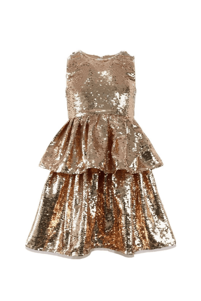 Golden Sequin Tier Dress, Main, color, Goid