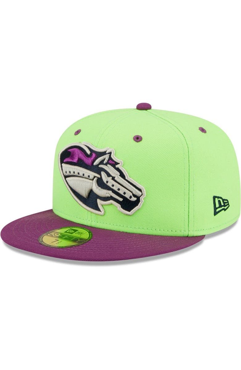 New Era Men's New Era Green/Purple Caballos de Stockton Copa De La Diversion 59FIFTY Fitted Hat, Alternate, color, Green