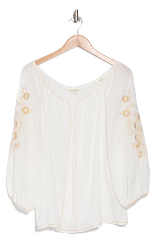 Max Studio Embroidered Cotton Blend Top