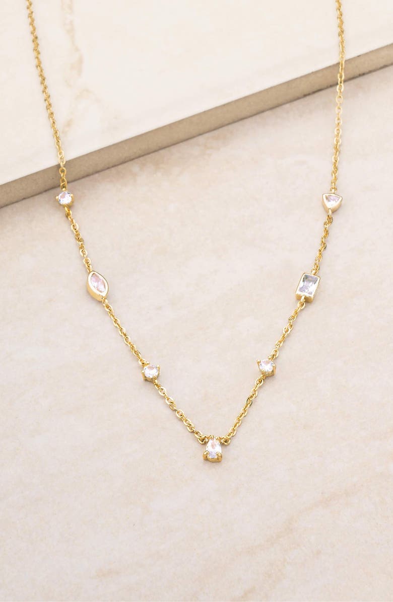 Ettika Simple Crystal Station Necklace, Alternate, color, Gold
