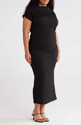 Renee C Cowl Neck Ruched Midi Dress