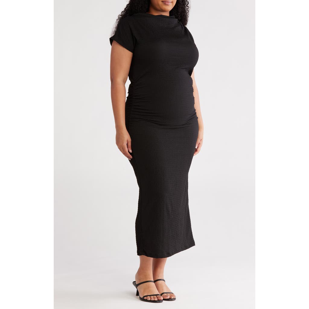 Shop Renee C Cowl Neck Ruched Midi Dress