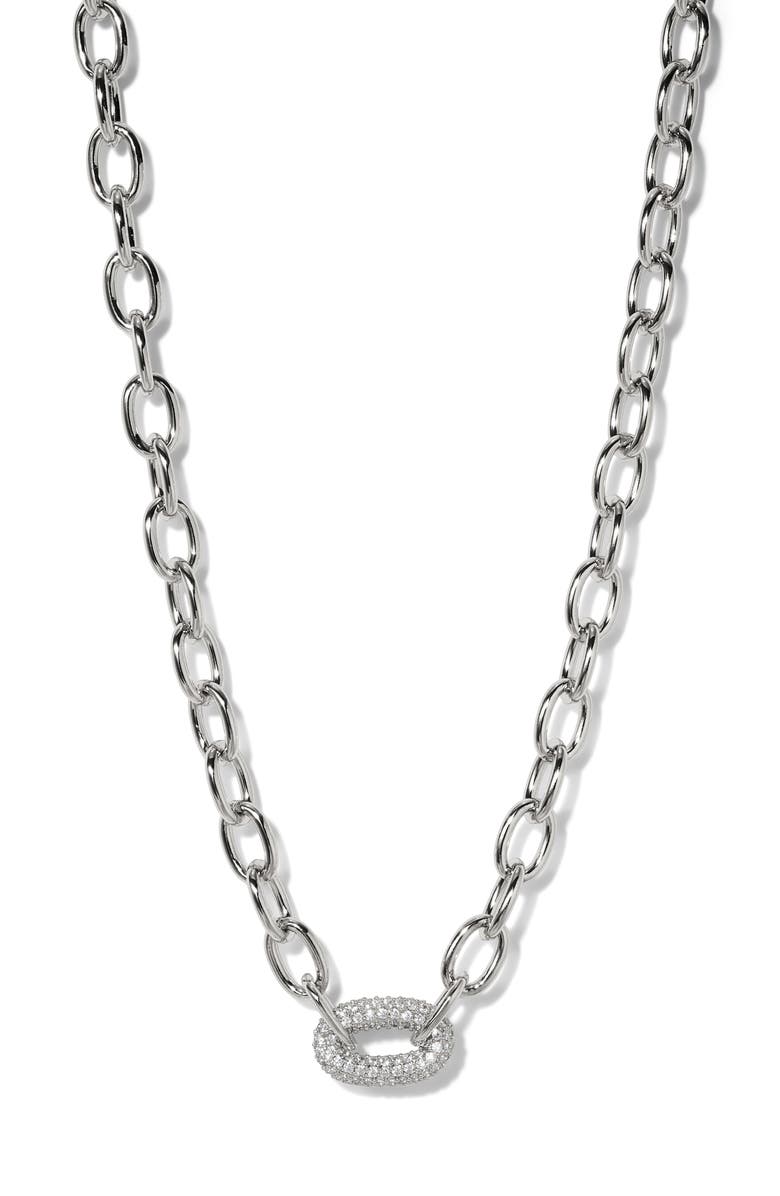 Nadri Alma Pavé Link Necklace, Main, color,