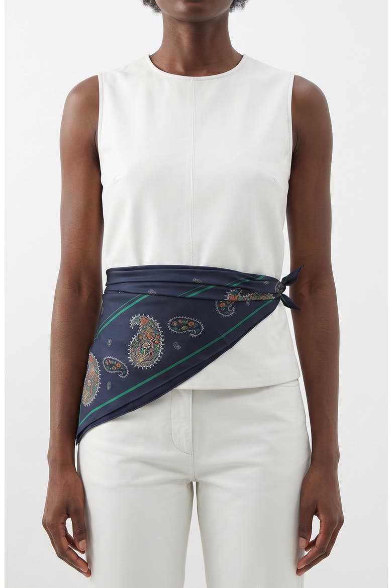 Paisley Nocturne Double Sided Silk Scarf, Alternate, color, Blue
