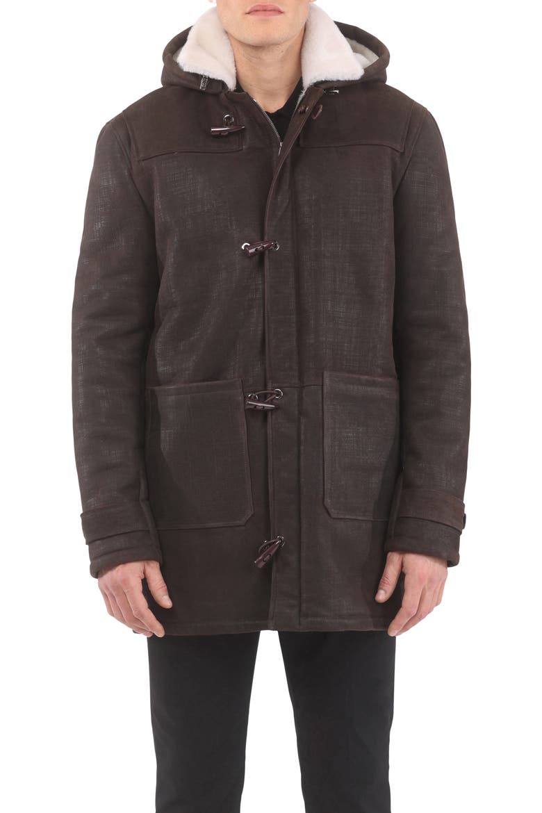 Men's Genuine Shearling Parka, Alternate, color, Brown Pattern/White