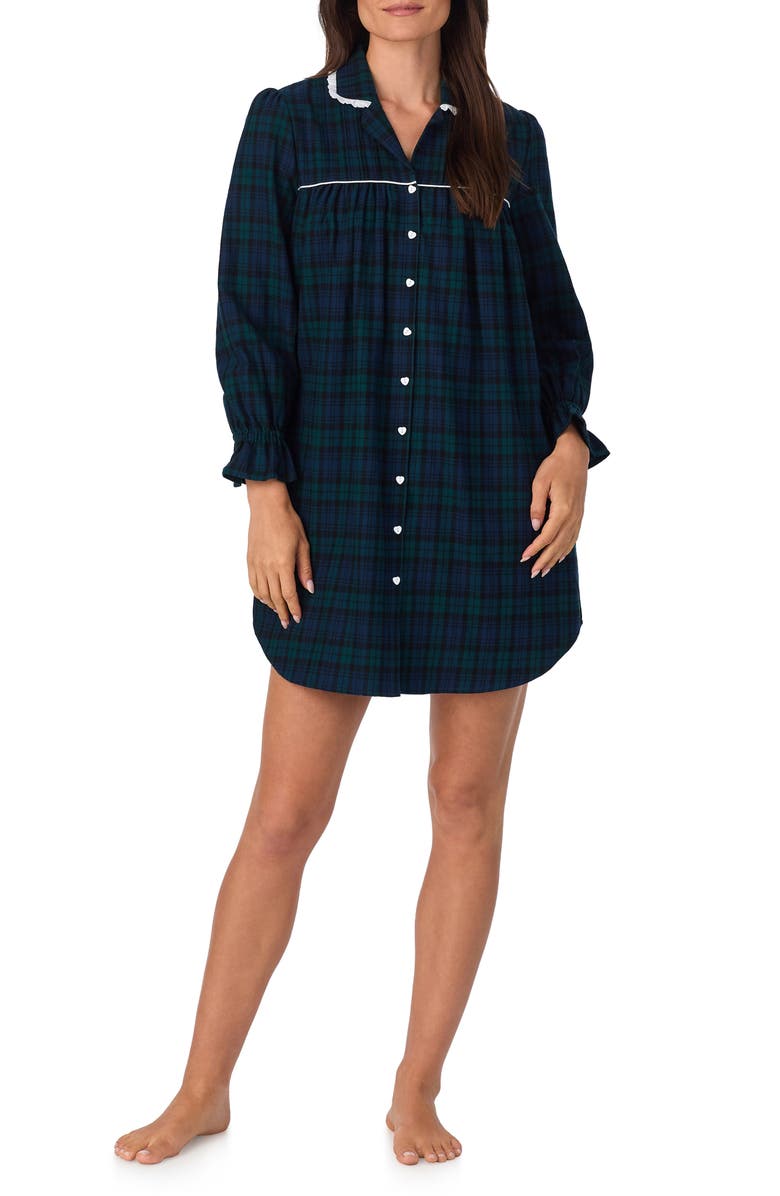 Lanz of Salzburg Flannel Nightgown, Main, color, Blue/ Grn