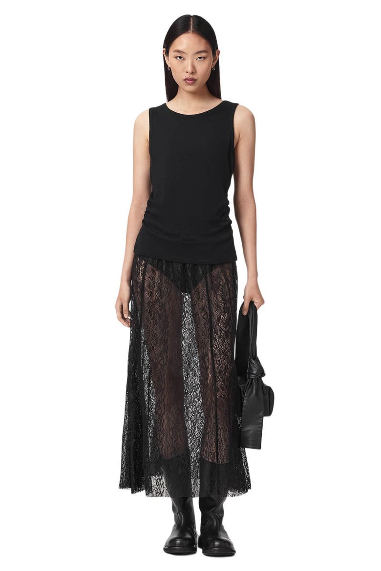 Arran Snakeskin Texture Maxi Skirt, Alternate, color, BLACK